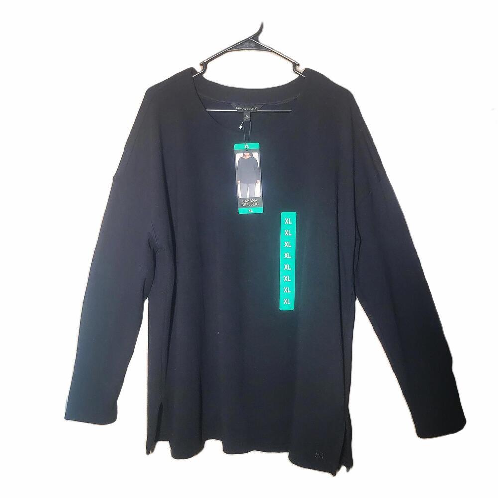 Banana Republic NWT Women's Black Long Sleeve Knit Relaxed Tunic Top - Size XL